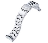 MiLTAT Stainless Steel 316L 22 mm Hexad Watch Strap for Seiko SKX007, Brushed Diver Clasp - SS221803B040(DE), silver, L