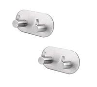 Milti Towel Hooks Self-Adhesive Brushed 304 Stainless Steel [Pack of 2, Silver] Design Towel Holder No Drilling for Your Bathroom or Kitchen, No More Drilling, High-Quality 3M Adhesive