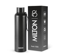 Milton Aura 1000 Thermosteel Bottle, 1.05 Litre, Black | 24 Hours Hot and Cold | Easy to Carry | Rust & Leak Proof | Tea | Coffee | Office| Gym | Home | Kitchen | Hiking | Trekking | Travel Bottle