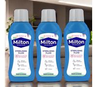 Milton 3 x 500ml Sterilising Fluid - Baby Bottle Cleaner & Cold Water Steriliser, Ideal for Breast Pumps, Soothers, Toys, and Surfaces with Anti-Germ Protection