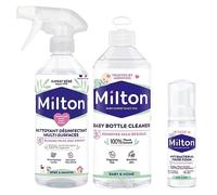 Milton Baby Bottle Cleaner 500 ml Plus Anti Bacterial Surface Spray 500 ml Plus Hand Sanitiser 50 ml Hygiene Bundle