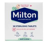 Milton Baby Bottle Sterilising Tablets - 1 Pack (28 Tablets) | Cold Water Steriliser for Feeding Bottles & Soothers | Fast Dissolving Cleaning