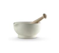 Milton Brook Vitrified Porcelain Pestle and Mortar Set for Grinding and Crushing Herbs, Seeds and Nuts, Size 6, 20cm Diameter, White