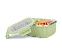 MILTON Cool Touch Square 400 Stainless Steel Container, 380 ml, Green, Microwave Safe, Food Grade, BPA Free, Refrigerator Safe