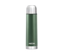 Milton Eco-Flip Flask Half Litre (500 ml) Stainless Steel Water Bottle - Double-Walled Vacuum Insulated to Keep Drinks Hot or Cold for 24 Hours, Leak-Proof, Ideal for Office, Gym & School - Green