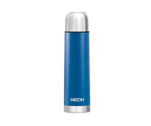 Milton Eco-Flip Flask Half Litre (500 ml) Stainless Steel Water Bottle - Double-Walled Vacuum Insulated to Keep Drinks Hot or Cold for 24 Hours, Leak-Proof, Ideal for Office, Gym & School - Blue