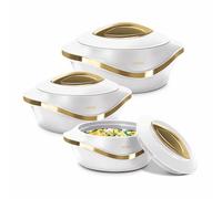MILTON Insulated Casserole Dish with Lid 3 pc Set 2.1/1.5/1 qt. Hot Pot Food Warmer/Cooler -Thermal Soup/Salad Serving Bowl- Stainless Steel Hot Food Container-Best Gift Set for Moms -Holidays