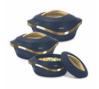 MILTON Insulated Casserole Dish with Lid 3 pc Set 2.1/1.5/1 qt. Hot Pot Food Warmer/Cooler -Thermal Soup/Salad Serving Bowl- Stainless Steel Hot Food Container-Best Gift Set for Moms -Holidays