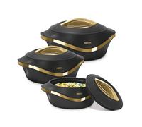 MILTON Insulated Casserole with Lid, 3 Piece Set of 2L/1.4L/0.9L Food Warmer/Cooler - Thermal Soup/Salad Serving Bowl - Stainless Steel Container for