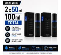 Milton Lloyd True Grit 50ml EDT x2 2 Pack Mens Fragrance Aftershave