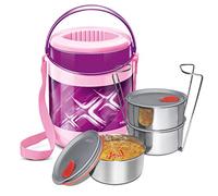 MILTON Lunch Box For Office Econa Delux 3 Container Hot (Yellow)