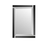Milton Manor Black and Mirror Bevelled Edge Venetian Mirror 2ft4 x 3ft4 (70cm x 100cm), Frameless