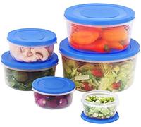 MILTON MIXING BOWL SET WITH LIDS 6 Pc. - Large And Small Mixing Bowls With Covers - Plastic Stackable Prep Bowl Set - Durable Nesting Kitchen Bowls - Air Tight Leakproof Food Storage Containers - Blue