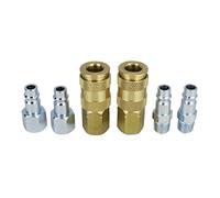 Milton s-217 6 pc. V Style Hi-Flow Coupler Kit, Hose Pipe Connectors and Fittings, Basic Pack, Gold
