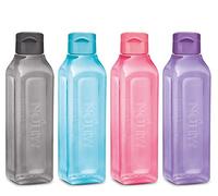 MILTON Sports Water Bottle Square Juice Box 4 Set Great for Juices Milk Smoothies Plastic Wide-Mouth Reusable Leak Proof Drink Bottle/Carton for School Bags Lunch Boxes Gym Flip Lid -BPA Free - 32 oz