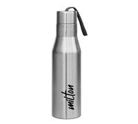 Milton Stainless Steel Water Bottle, 22 oz, Non Insulated Single Wall Leakproof, BPA and Free, Easy to Clean, Ideal for Gym, Travel, Work, 304 Grade Steel, Super 650 ml with Carry String - Silver