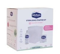 Milton Sterilising Starter Kit, Baby Sterilising Essentials, Including Milton Baby Bottle Cleaner, Milton Cold Water Steriliser and 28 Milton Sterilising Tablets