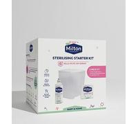 Milton Sterilising Starter Kit, Baby Sterilising Essentials, Including Milton Baby Bottle Cleaner, Milton Cold Water Steriliser and 28 Milton Sterilising Tablets