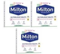 Milton Sterilising Tablets for Baby Bottles & Feeding Accessories - 28 Cold Water Steriliser Tablets for Bottles, Teats, Soothers, Breast Pump Parts & Home Hygiene (Pack of 3)