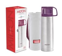 Milton Thermosteel Glassy 750, Double Walled Vacuum Insulated 750 ml | 25 oz | 24 Hours Hot and Cold Water Bottle with Drinking Cup Lid and Cover, Stainless Steel, BPA Free, Leak Proof | Purple
