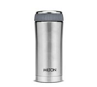 Milton Travel All in one Coffee Mug Soup Flask and Food Container 14 oz, Stainless Steel, Double Wall Vacuum Insulated Cup for Hot and Cold Drinks, Leakproof, Car Cup Holder Friendly - Optima Silver