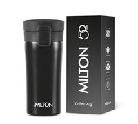 MILTON Travel Coffee Mug with Lid 12 oz, Stainless Steel for Drinks, Double Wall Vacuum Insulated Cup for Hot and Cold Drinks, Leakproof Design, Car Cup Holder Friendly - Black