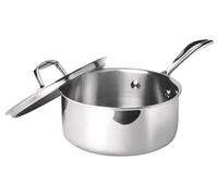 Milton Triply Stainless Steel Sauce Pan with Lid, 16 cm / 1.4 Litre | Dishwasher Safe | Even Heat Distribution | Hotplate Safe | Induction Safe | Flame Safe | Sturdy Handles