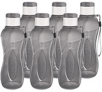 MILTON Water Bottle Kids Reusable Leakproof 12 Oz Plastic Wide Mouth Large Big Drink Bottle BPA & Leak Free with Handle Strap Carrier for Cycling Camping Hiking Gym Yoga (Black 6 pack)