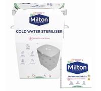 MiltonBaby Cold Water Steriliser & Sterilising 28 Tablets, Desinfecting Antiseptic Unit, Holds 6 Feeding Baby Bottles with Welari Thank You Card | (1pack)