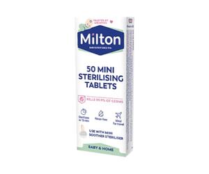 MiltonBaby Mini Sterilising Tablet 50 Pack of 1 Fast Acting Soother Dummy Pacifier Teether Hygiene Antiseptic Cleaner Travel Solution with Welari Thank You Card | (1pack) (50tabs)