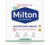 MiltonBaby Sterilising Tablets 28 Pack, Cold Water Steriliser Tablets for Baby Bottles, Teats, Breast Pump Parts and Soothers, Kills 99.9% of Germs in 15 Minutes, Rinse Free, Travel Friendly