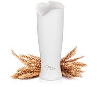 Milu Beer Mug Stainless Steel Insulated | White Beer Glass with Removable lid | Thermo Mug to go Keeps Cold | Gift for Men (500ml, White)