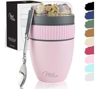 Milu Cereal Cup to go 400ml I insulated yoghurt cup for muesli I leak-proof cup with spoon for yoghurt/porridge (Rose Gold)