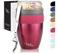 Milu Cereal Cup to go 400ml I insulated yoghurt cup for muesli I leak-proof cup with spoon for yoghurt/porridge (Berry)