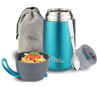 Milu Food Flask for Hot Food - 800ml Leakproof Insulated Stainless Steel Thermal Lunch Box, Soup Container with Spoon, BPA-Free, To go Meal Prep, Porridge (Green, 800ml)