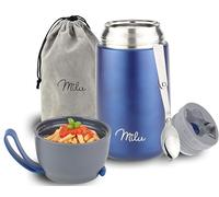 Milu Food Flask for Hot Food - 800ml Leakproof Insulated Stainless Steel Thermal Lunch Box, Soup Container with Spoon, BPA-Free, To go Meal Prep, Porridge (Navyblue, 800ml)