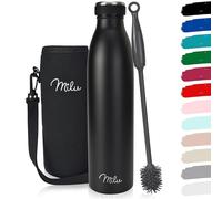 Milu Stainless Steel Drinking Bottle 1000 ml - Insulated Thermo Flask for Water - Leak Proof, Insulated and Double Walled, Carbonated (Black, 1L)