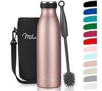 Milu Stainless Steel Drinking Bottle 500 ml - Insulated Thermo Flask for Water - Leak Proof, Insulated and Double Walled, Carbonated (Rose Gold, 500ml)