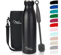 Milu Stainless Steel Drinking Bottle 500 ml - Insulated Thermo Flask for Water - Leak Proof, Insulated and Double Walled, Carbonated (Black, 500ml)