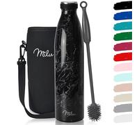 Milu Stainless Steel Drinking Bottle 500 ml - Insulated Thermo Flask for Water - Leak Proof, Insulated and Double Walled, Carbonated (Granite Black, 500ml)