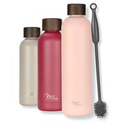 Milu Stainless Steel Water Bottle 1L Vaccum Insulated Large Drink Flask Water Bottles Leakproof Keep Drinks Hot Cold for Bike Camping Sports Gym - incl. Cleaning Brush (Pink, 1000ml)