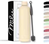 Milu Stainless Steel Water Bottle 1L Vaccum Insulated Large Drink Flask Water Bottles Leakproof Keep Drinks Hot Cold for Bike Camping Sports Gym incl. Cleaning Brush (Diamond Sand, 1000ml)