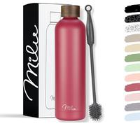 Milu Stainless Steel Water Bottle 1L Vaccum Insulated Large Drink Flask Water Bottles Leakproof Keep Drinks Hot Cold for Bike Camping Sports Gym - incl. Cleaning Brush (Berry, 1000ml)