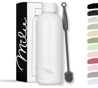 Milu Stainless Steel Water Bottle 750ml Vaccum Insulated Large Drink Flask Water Bottles Leakproof Keep Drinks Hot Cold for Bike Camping Sports Gym incl. Cleaning Brush (White Leopard, 750ml)