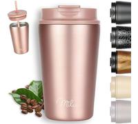 Milu Thermo Mug 400ml - 100% Leak-Proof - Stainless Steel Coffee Mug to go Insulated with Straw Keeps hot for 10h / Cold for 20h, BPA-Free (Rose Gold, 400ml)