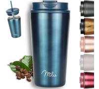 Milu Thermo Mug 500ml - 100% Leak-Proof - Stainless Steel Coffee Mug to go Insulated with Straw Keeps hot for 10h / Cold for 20h, BPA-Free (Green, 500ml)