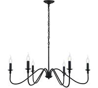 Miluolan Black Chandelier,6-Light Rustic Industrial Iron Chandeliers for Dining Room Lighting Fixtures Hanging,Candle Hanging Hallway, Living Room, Foyer, Bedroom, Office, Bar,Island Lights