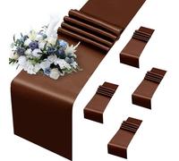 MILVOWOC Chocolate Brown Satin Table Runners, 5 Pack, 12 x 108 Inch