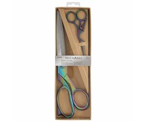 Milward 2189023 Premium Gift Set-Includes Dressmaking Shears and Stork Embroidery Scissors, Rainbow, 25.5cm and 11.5cm