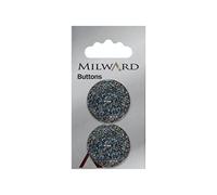 Milward 27.5 mm 2-Piece Glitter Effect Flat Polyester Buttons, Black
